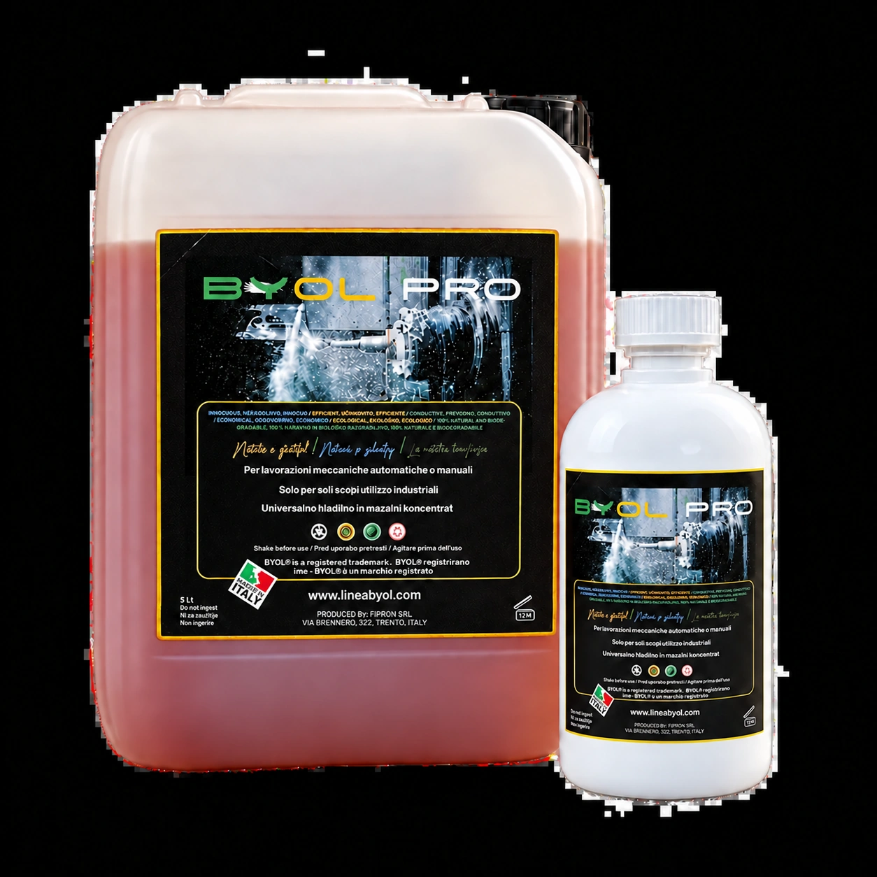 BYOL-PRO, lubrorefrigerante emulsionabile: confezione con etichetta aggiornata